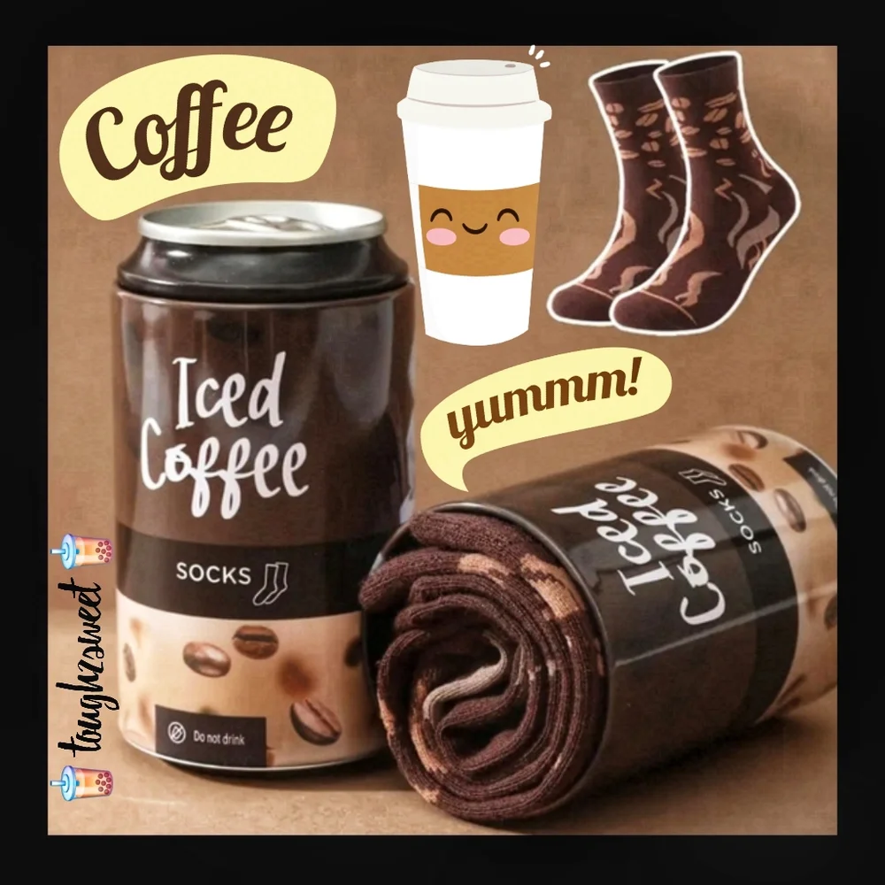 🆕️LAST 1🎉ICED COFFEE NOVELTY COLORFUL UNIQUE SOCKS/ 1 SET IN COFFEE 